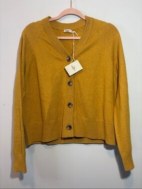 NWT Faherty “Gold Heather” Jackson Cardigan Sweater Sunflower/Mustard Yellow XS